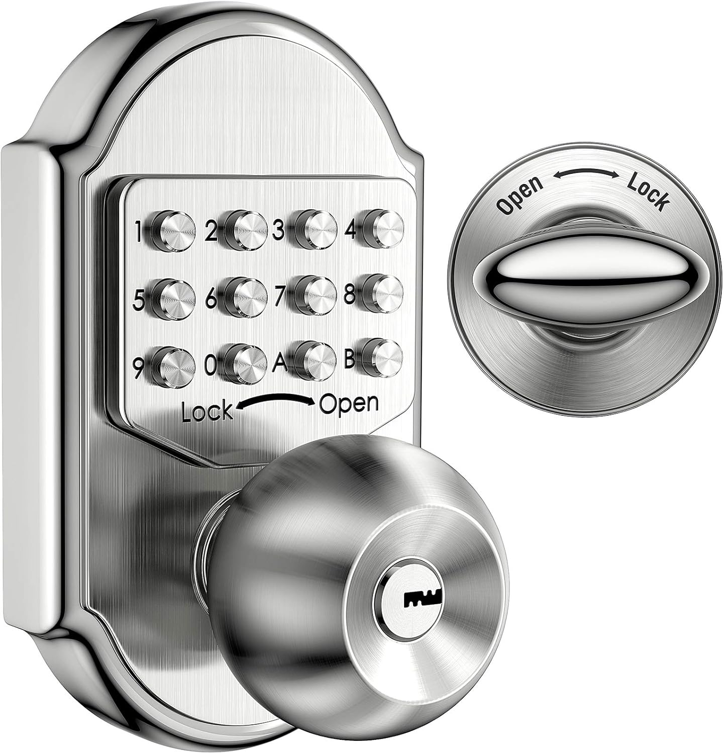 Keyless Entry Door Lock Deadbolt Keypad Mechanical Stainless Steel (Pass Code or Key) 100% Mechanical, No Electronic