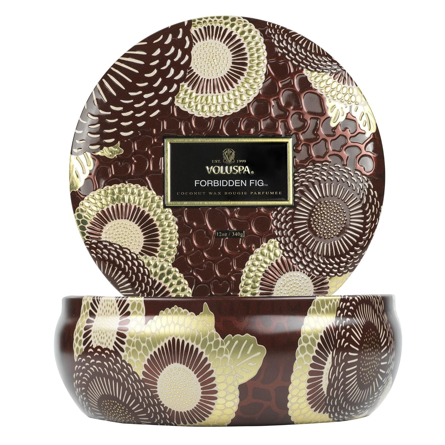 Voluspa 271576 12 oz 3 Wick Decorative Tin Candle - Forbidden Fig