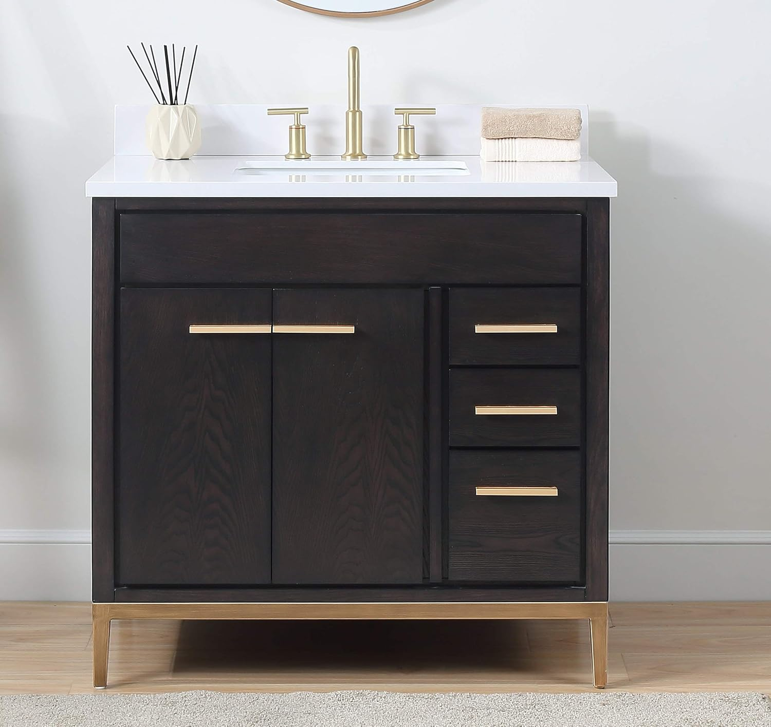 36" Tennant Brand Beatrice Modern Espresso Wenge Bathroom Sink Vanity TB-9838DK-V36