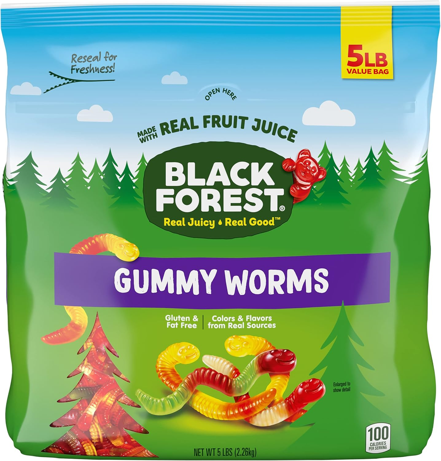 Assorted Fruit Flavored Gummy Worms in 5 lb Bag
