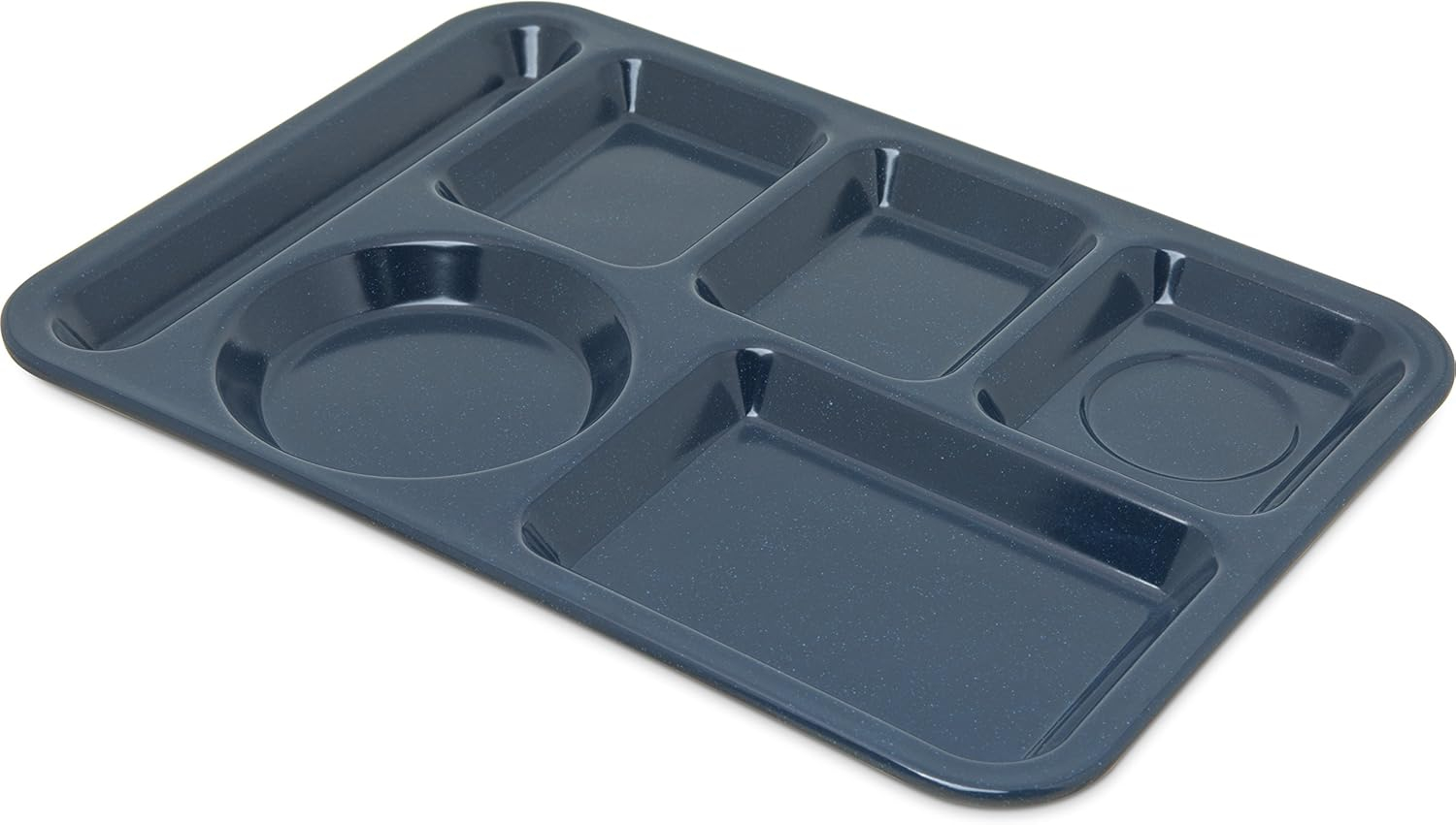 Cafe Blue Heavyweight Melamine Left-Handed 6-Compartment Meal Tray