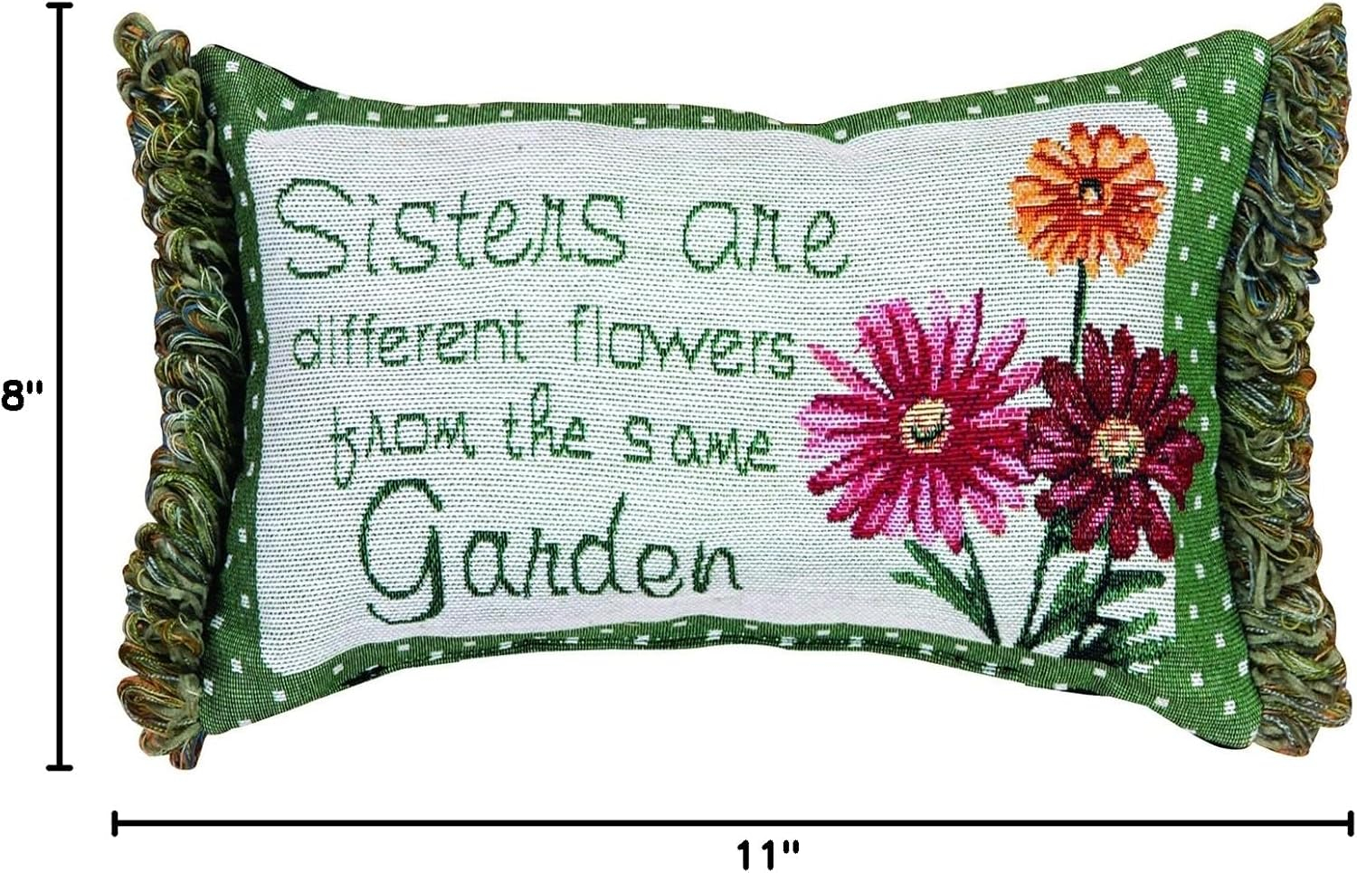 Manual Sisters are Different Flowers Pillow, 11 X 8-Inch