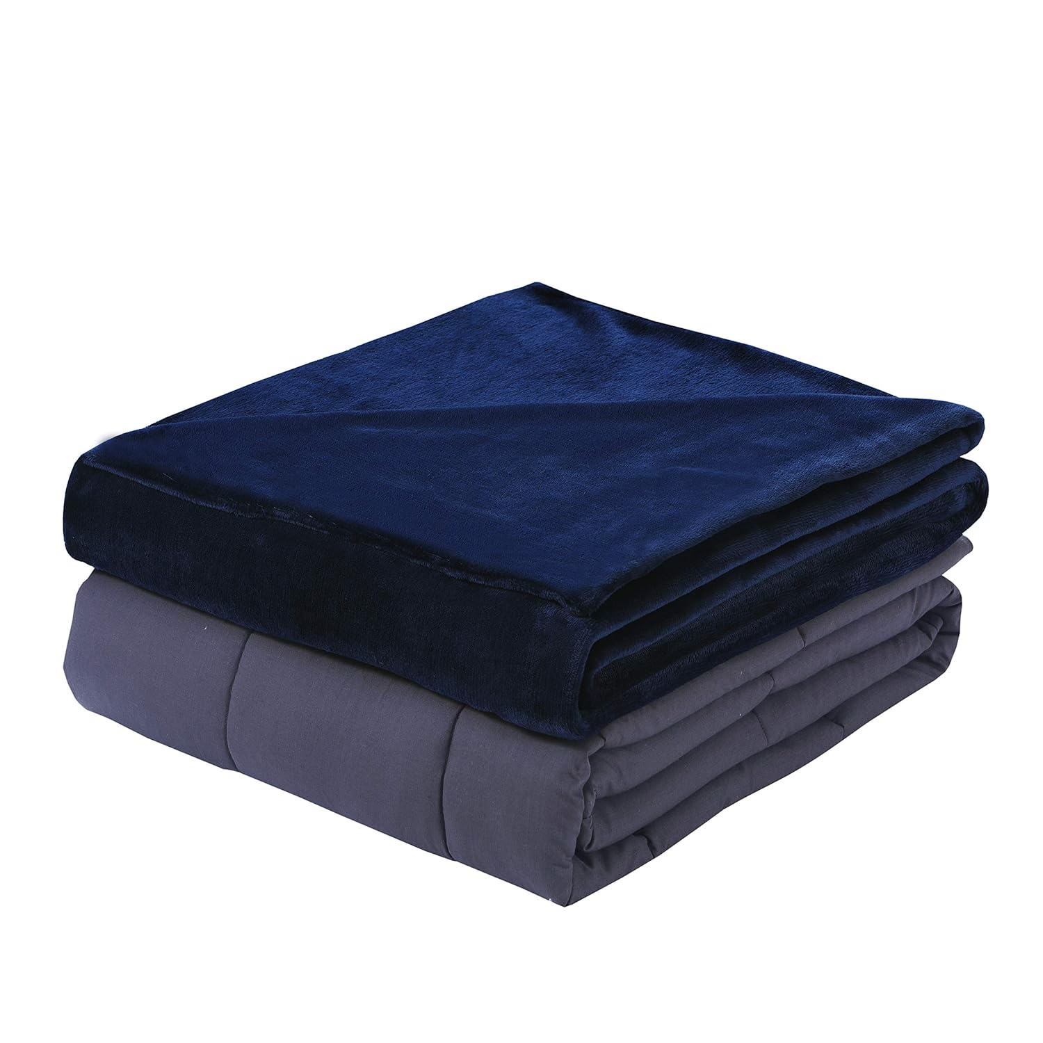 Navy Plush 15lb Weighted Blanket with Removable Cover