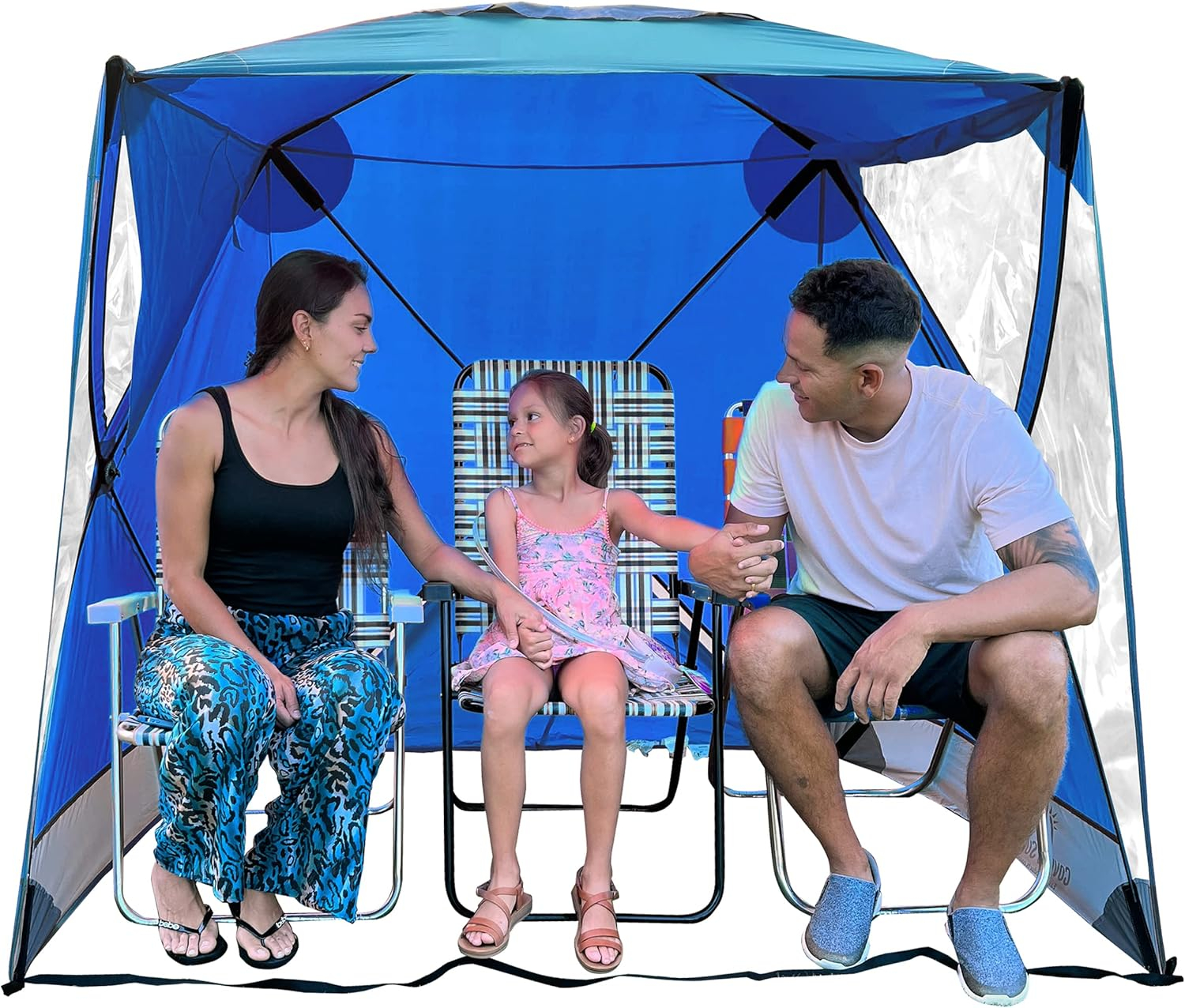 CoverU Sports Tent Pod SUN Protection – Pop Up 2 Person Hot Climate Canopy Shelter – Patent Pending - BLUE