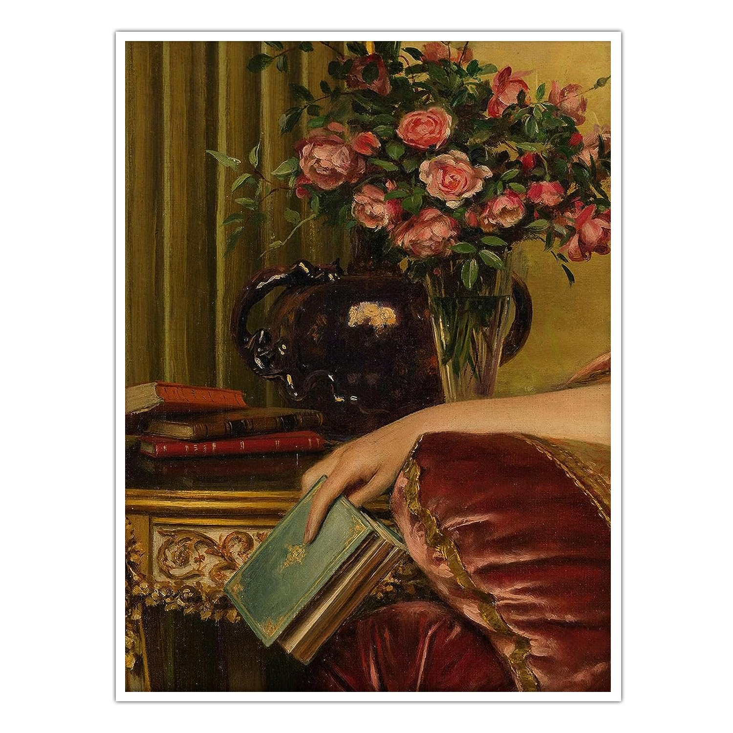 CCMXMKO Vintage Art Portrait Maximalist Decor with Baroque Rococo Canvas Wall Art Print Eclectic Room Decor Oil Painting Renaissance Traditional for Living Room, Office, Bedroom - 12x16in Unframed