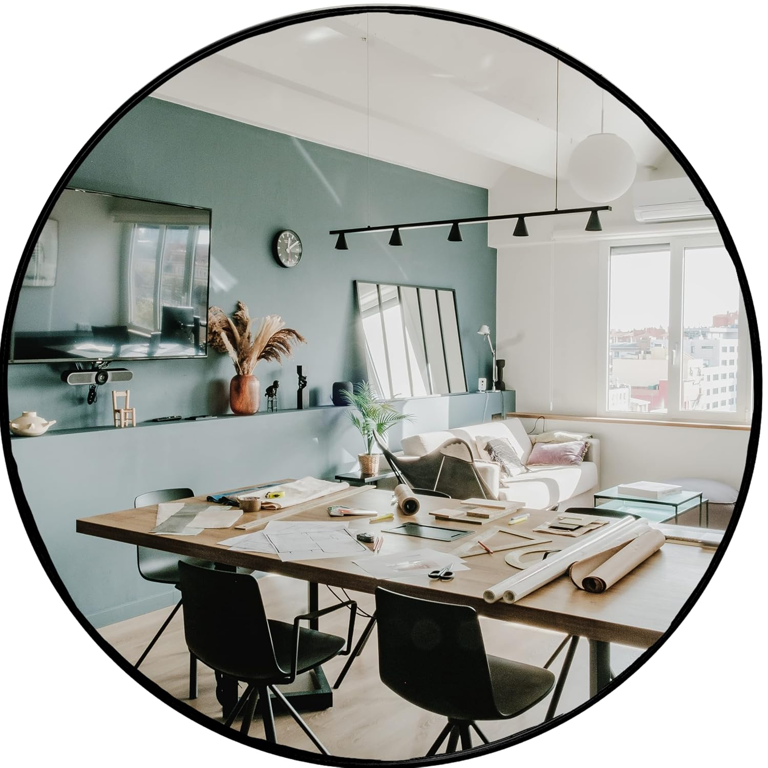 HBCY Creations Black Circle Wall Mirror 30 Inch Black Round Wall Mirror for Entryways, Washrooms, Living Rooms