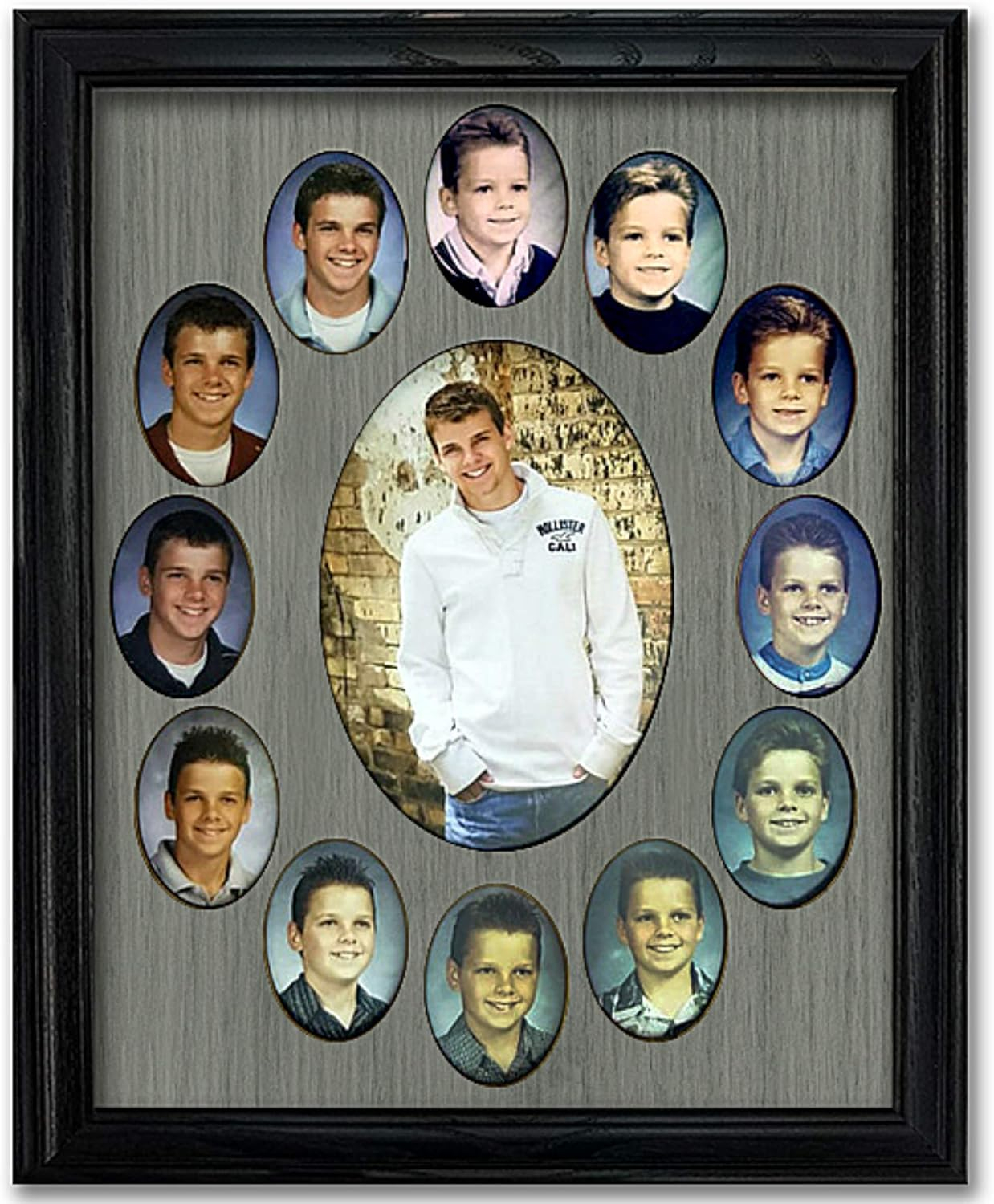 Black Wood Collage Picture Frame with White Mat for Graduation