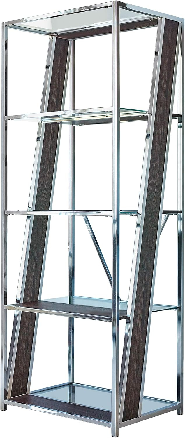 Alamosa 4-tier Bookcase with Glass Shelf Chrome
