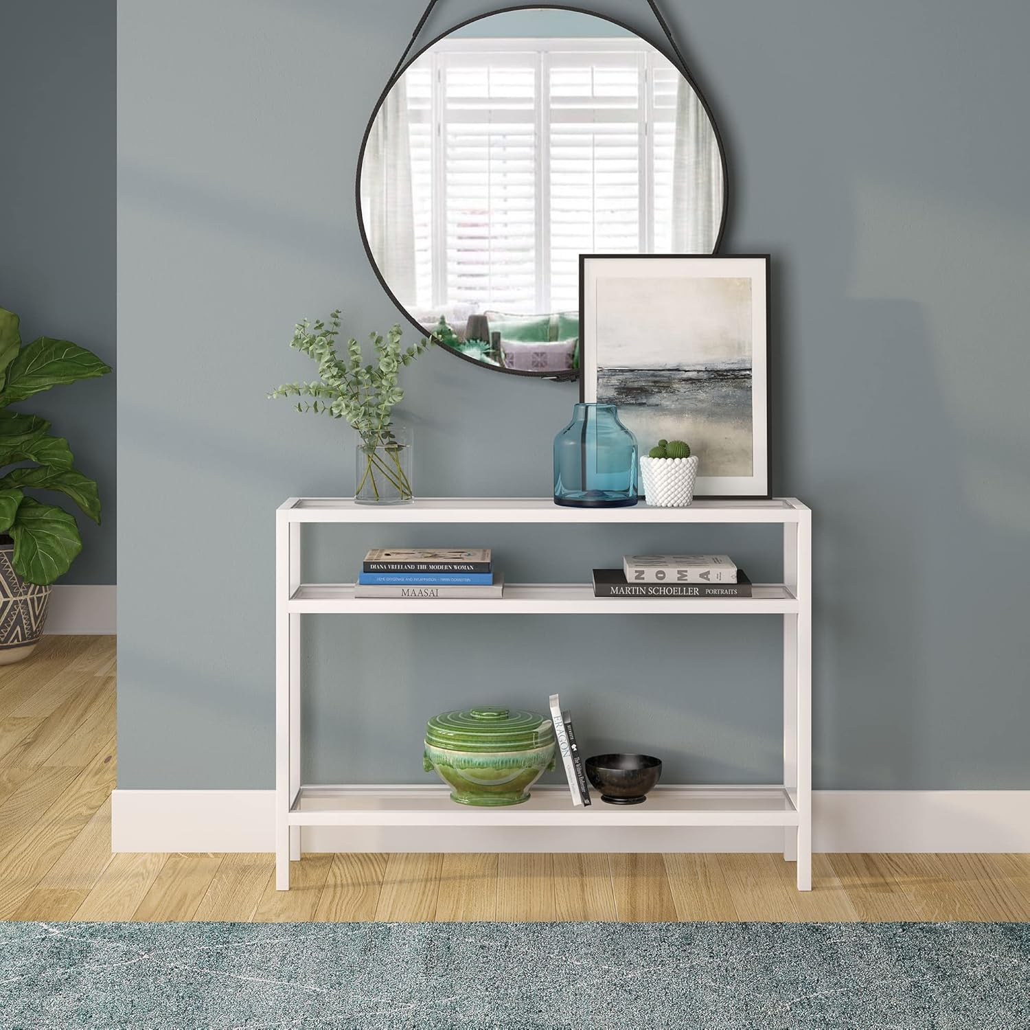 Evelyn&Zoe Sivil 42" Wide Rectangular Console Table, White