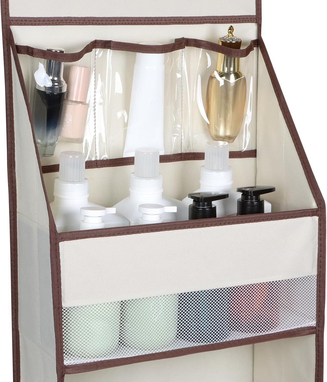 Univivi Door Hanging Organizer Nursery Closet Cabinet Baby Storage with 5 Large Pockets and 3 Small PVC Pockets for Cosmetics, Toys and Sundries (6 Layers - Beige)…
