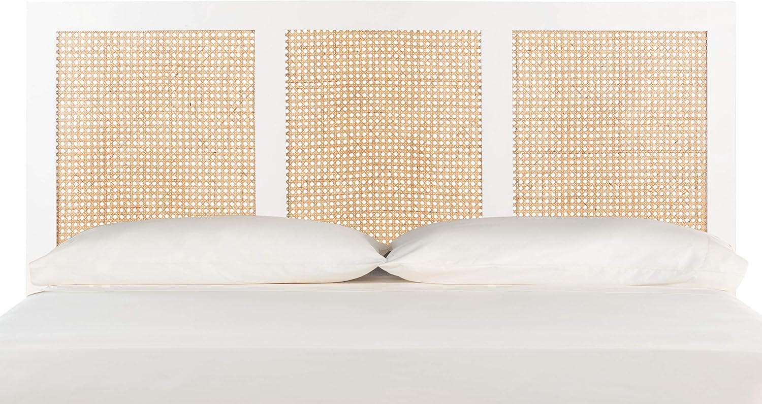 SAFAVIEH Vienna Cane Farmhouse Wood Headboard, Full, White Wash