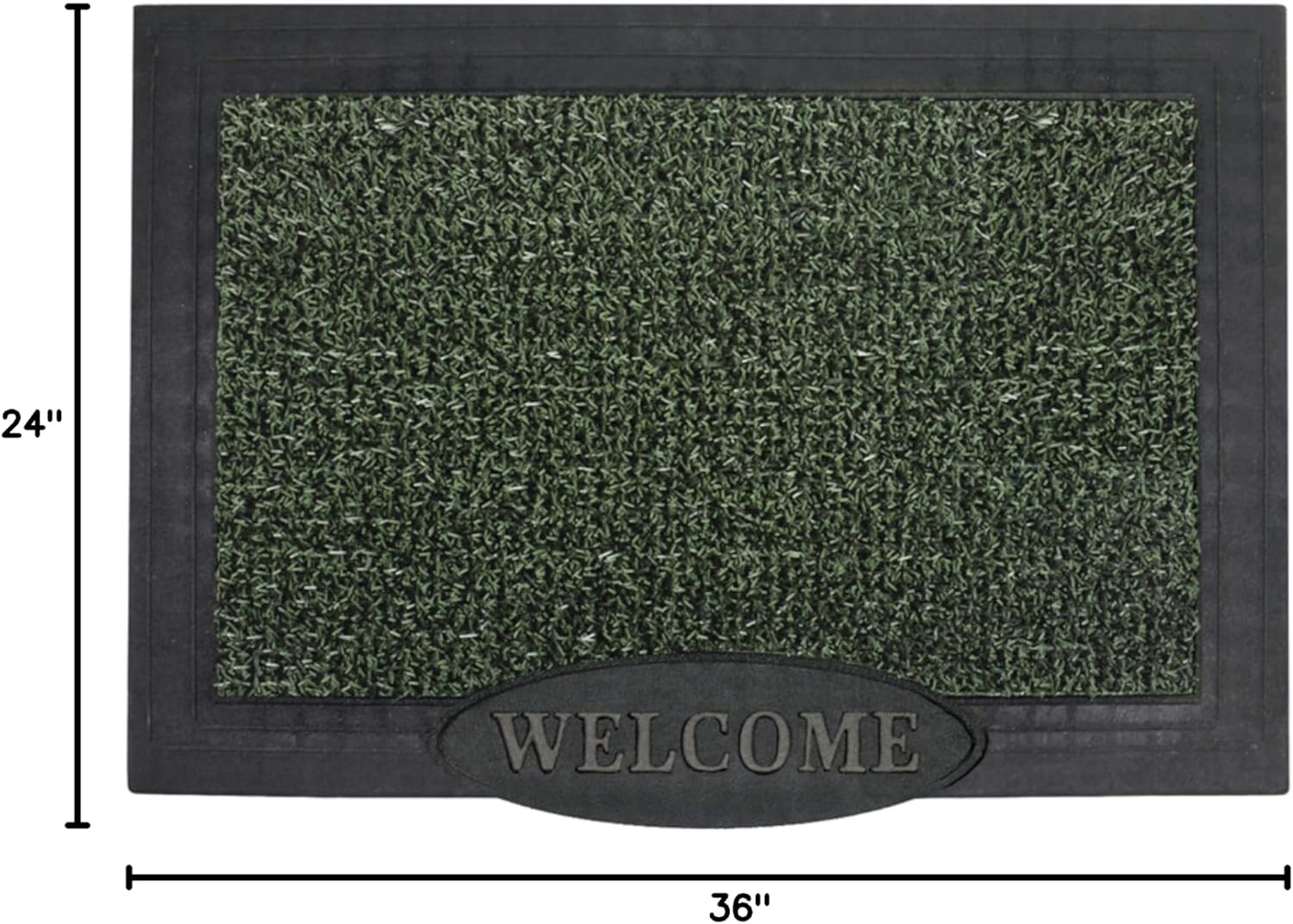 GrassWorx Clean Machine Big Welcome Doormat, 24" x 36", Evergreen (10372051)