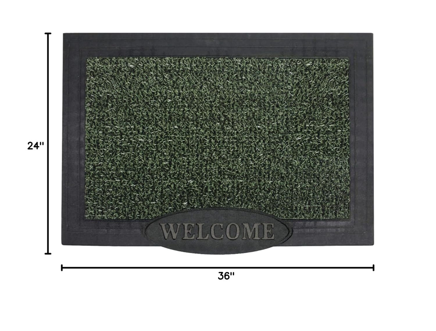 GrassWorx Clean Machine Big Welcome Doormat, 24" x 36", Evergreen (10372051)