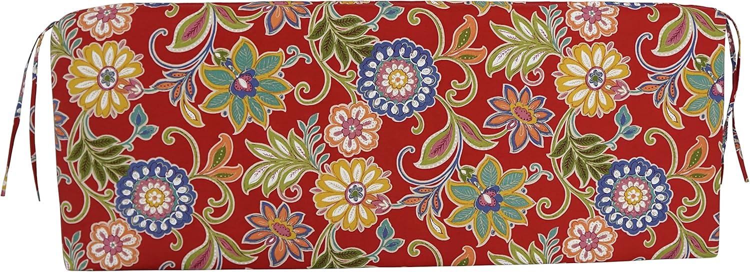 Blazing Needles 54-inch by 19-inch Patterned Outdoor Spun Polyester Bench Cushion 954X19-REO-40