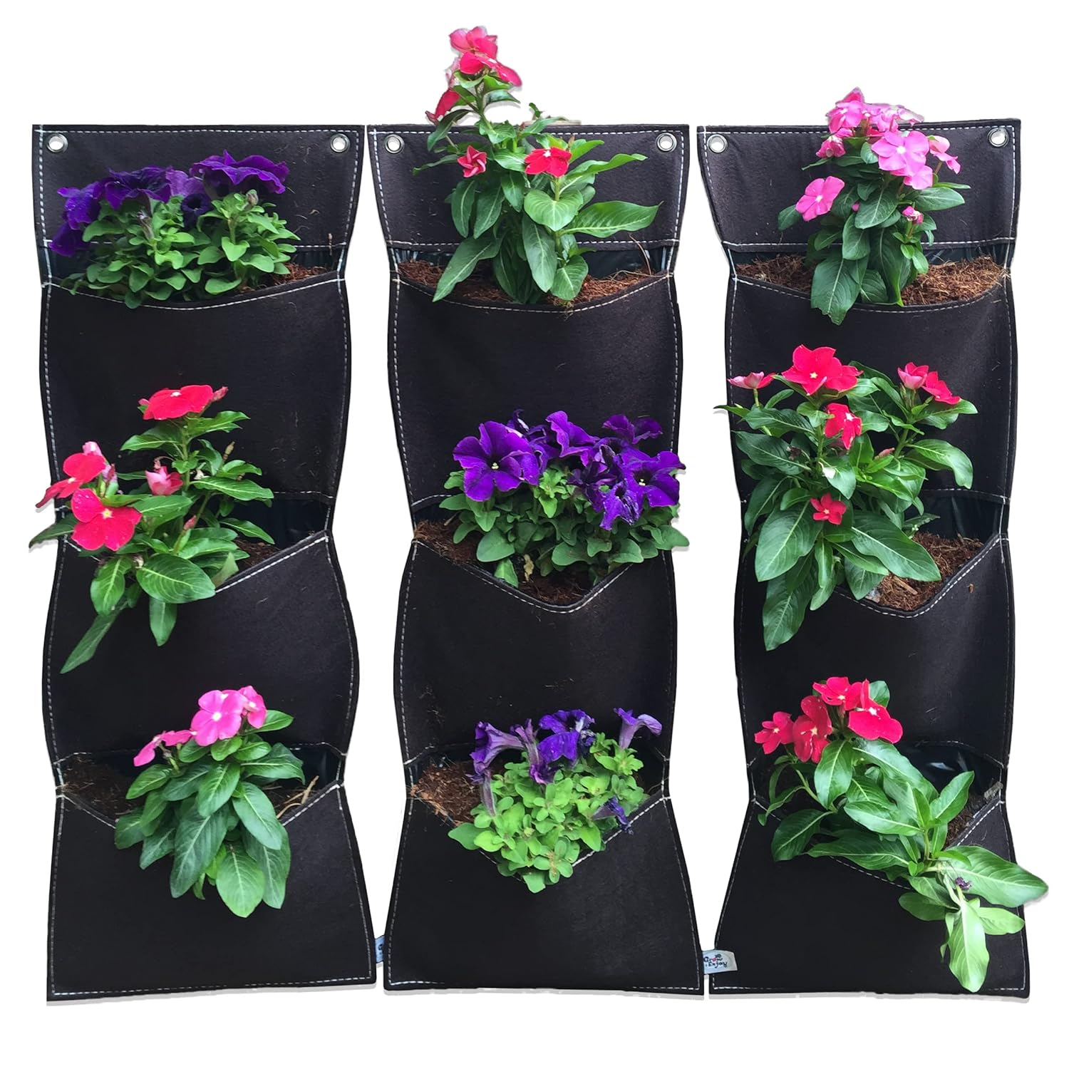 Viagrow Garden Vertical Planter Multi Pocket Wall Mount Living Growing Bag Felt Indoor/Outdoor Herb Pot, 9-Pocket (3x3)