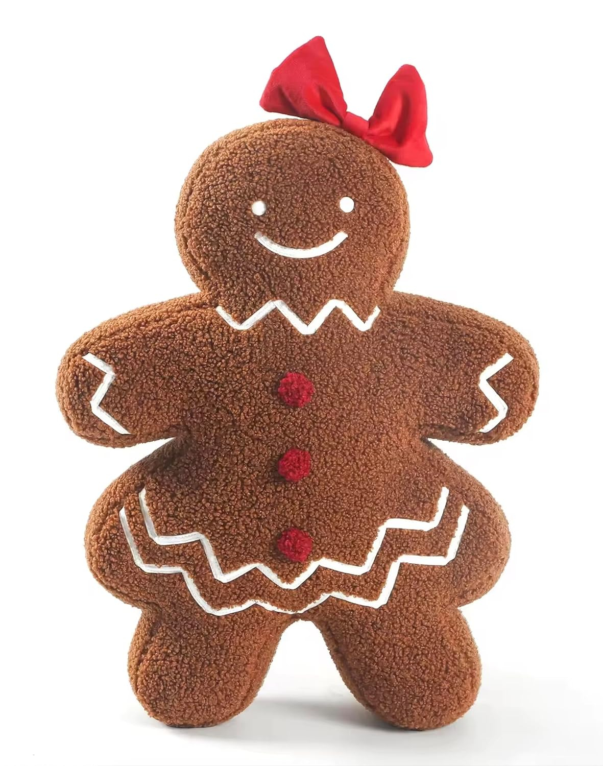 Christmas Decoration Cute Plush Sherpa Gingerbread Girl Cushion Pillow with Filling Soft Comfort Plush Home Decor Pillows