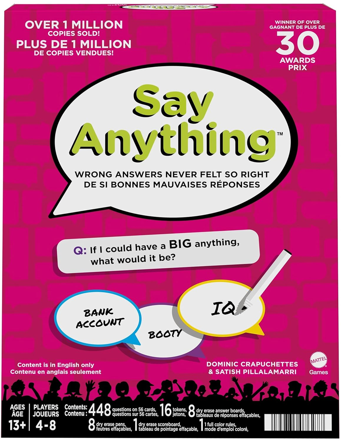 Say Anything Board Game for Adults & Teens, Party Game with Question Cards & Tokens for 4-8 Players