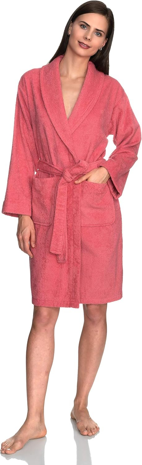 TowelSelections Women's Robe, Turkish Cotton Short Terry Bathrobe X-Large Sun Kissed Coral