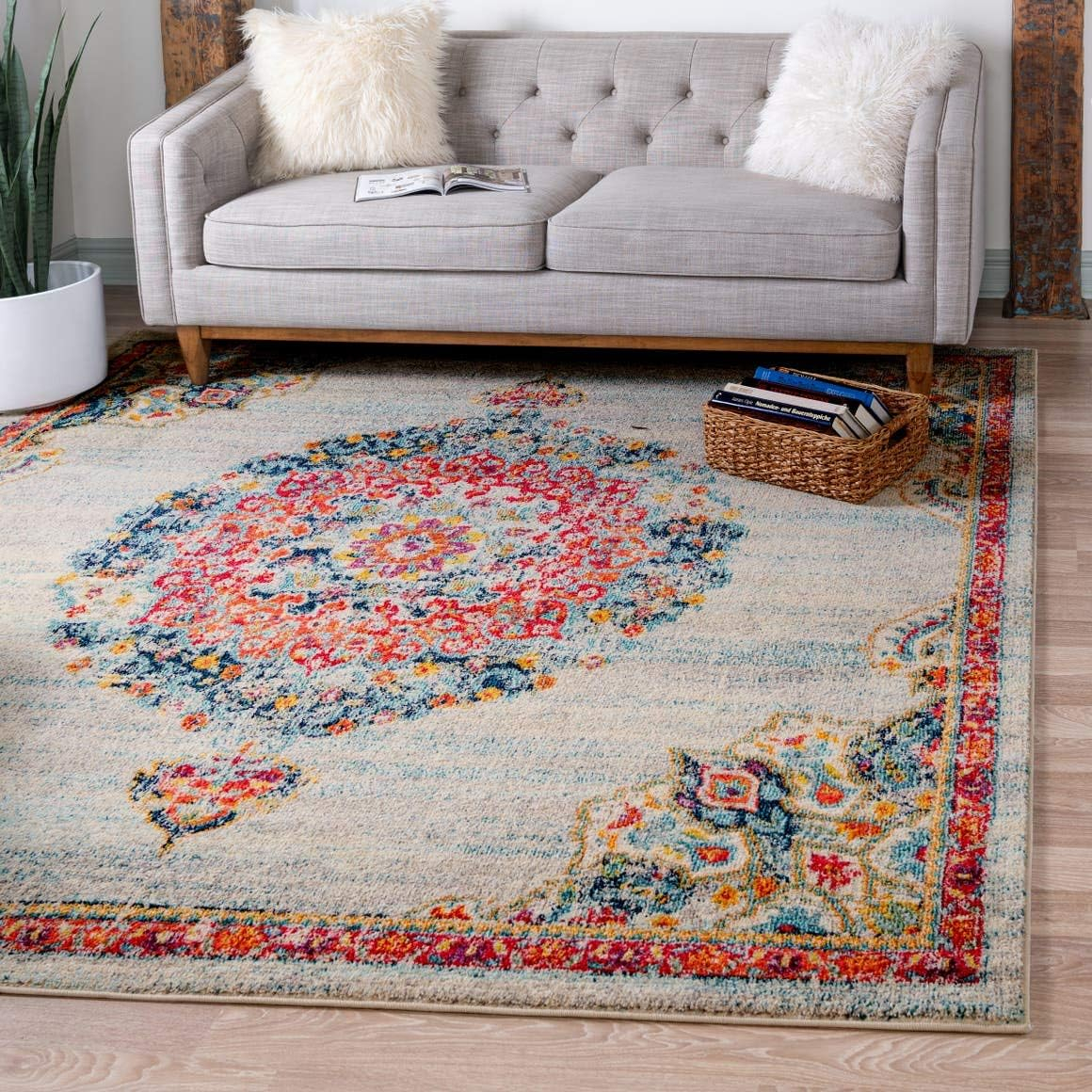 Unique Loom Penrose Collection Area Rug - Alexis (8' Square Ivory/Blue)
