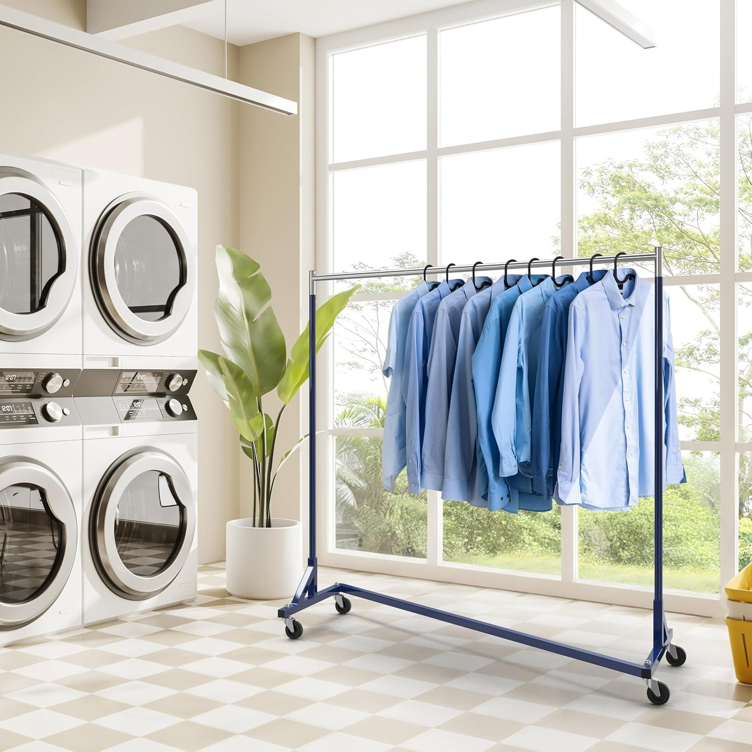 Simple Houseware Commercial Grade Z-Base Heavy Duty Clothing Rack, 400 lb Load, Blue