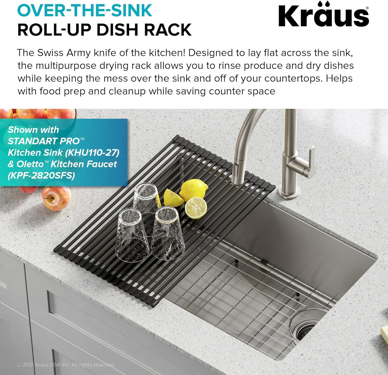 Jet Black Stainless Steel Foldable Over-Sink Dish Drying Rack