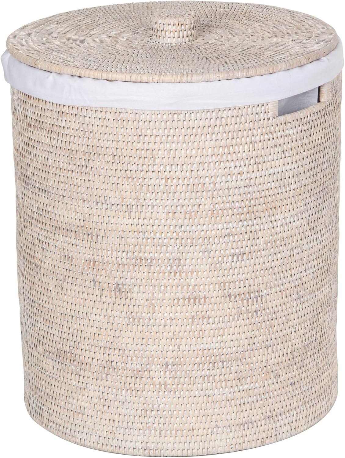 La Jolla Round Wicker Hamper with Lid and Liner