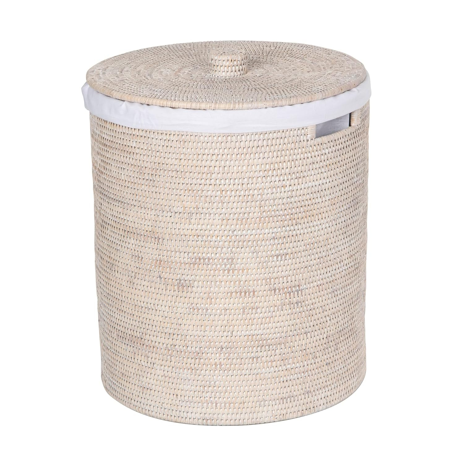 La Jolla Round Wicker Hamper with Lid and Liner