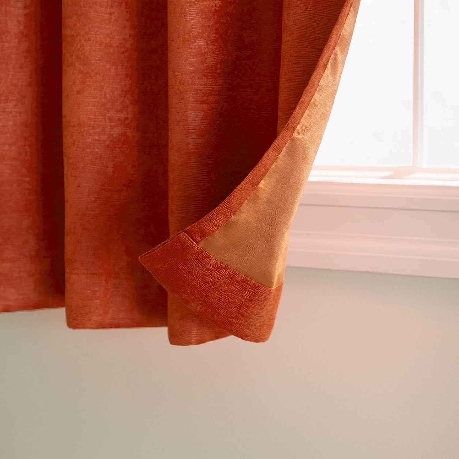 TOWN & COUNTRY EVERYDAY Lustre Solid Heavyweight Textured Sateen Indoor Curtains, Room Darkening Opacity, Grommet Top, Energy Efficient, 2-Pack Set, 52"x108", Mecca Orange