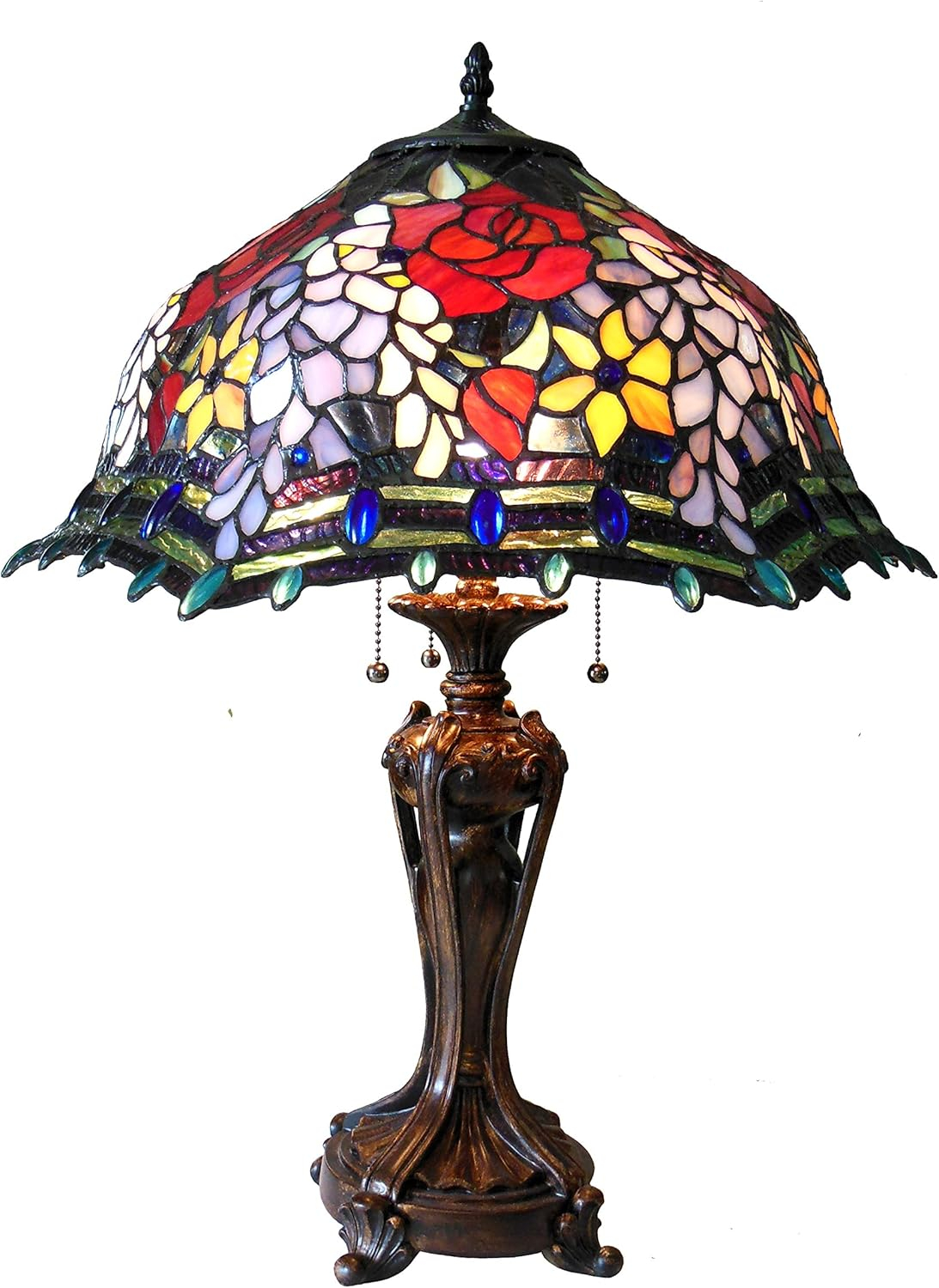 Chloe Lighting Carrell Tiffany-style 3 Light Roses Floor Lamp 20" Shade