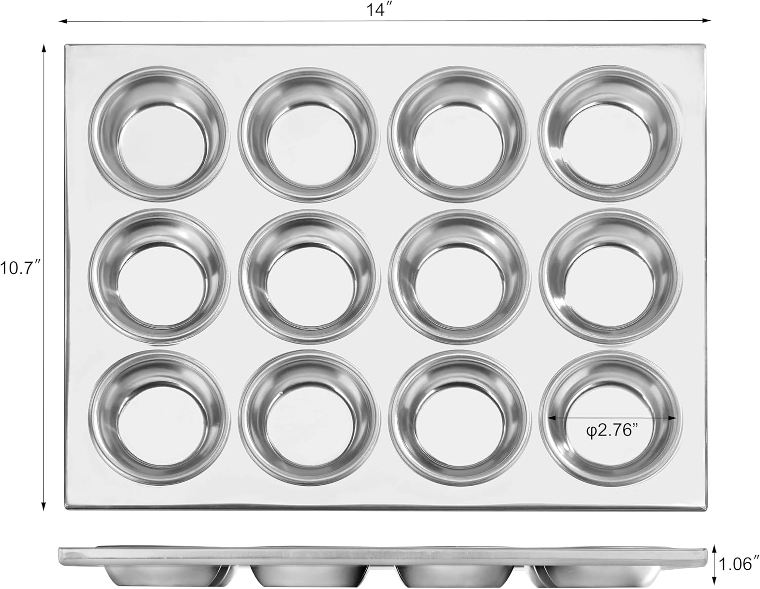 New Star Foodservice 535504 Commercial Grade Aluminum 12-Cup Muffin Pan