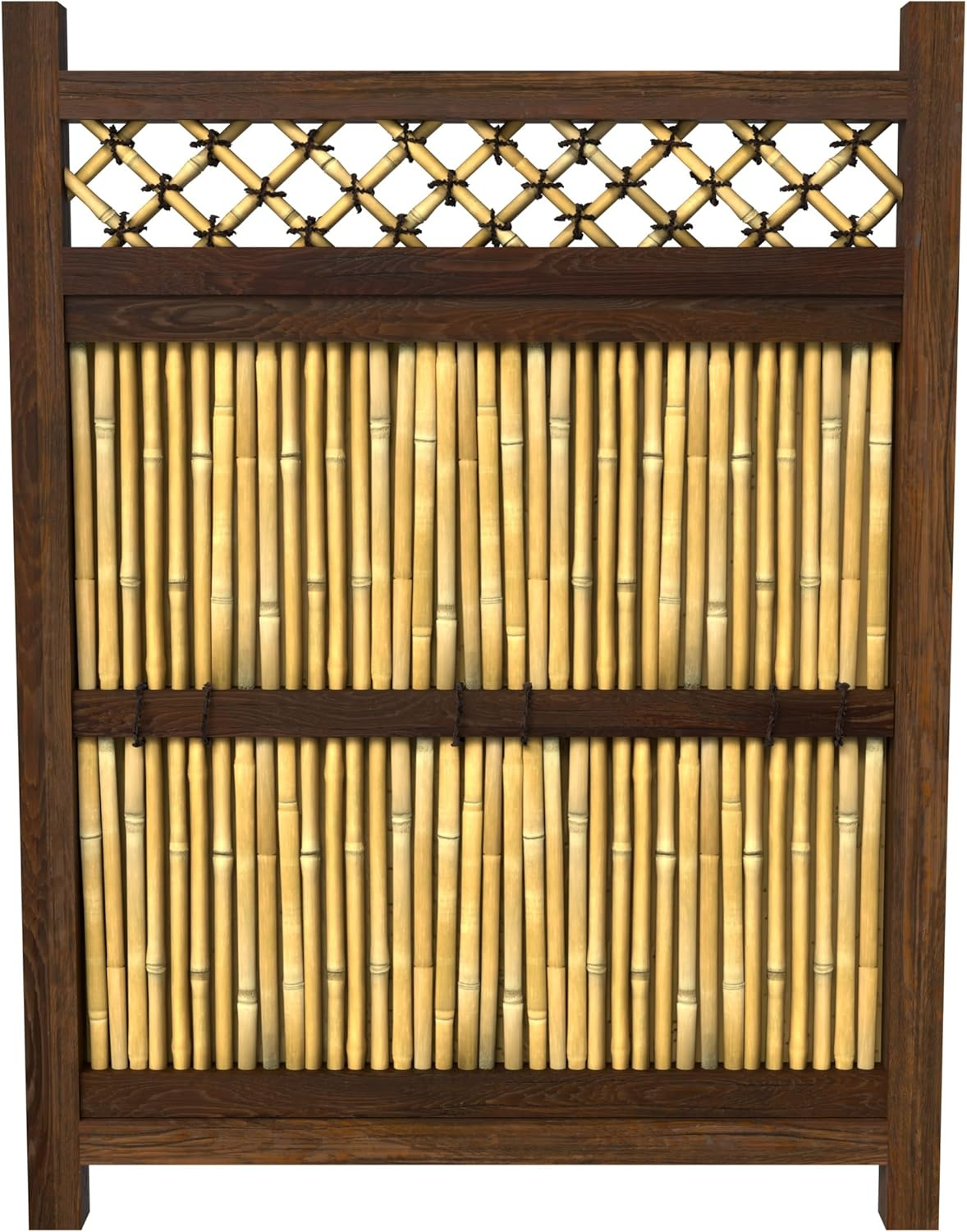 Light Bamboo and Wood Japanese Zen Garden Fence Panel