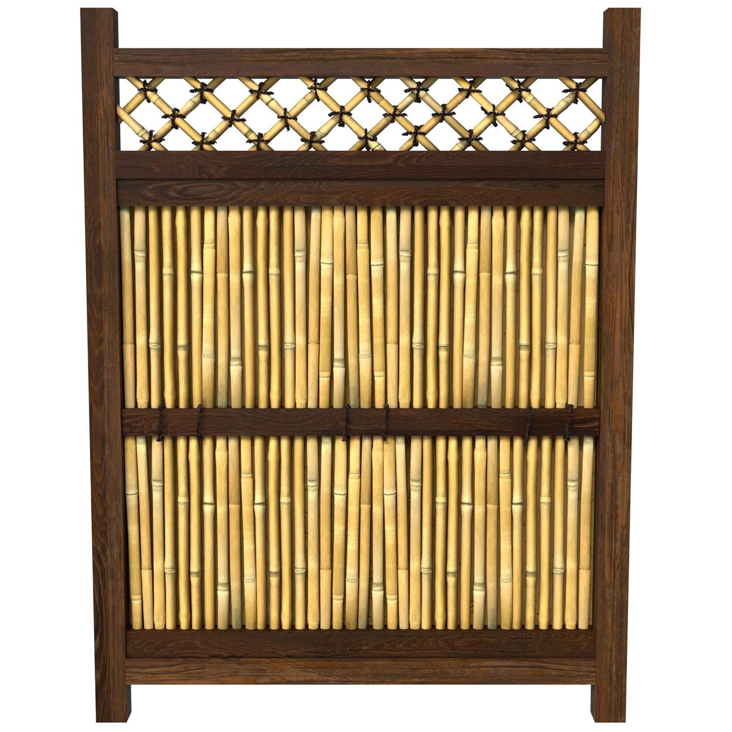 Light Bamboo and Wood Japanese Zen Garden Fence Panel