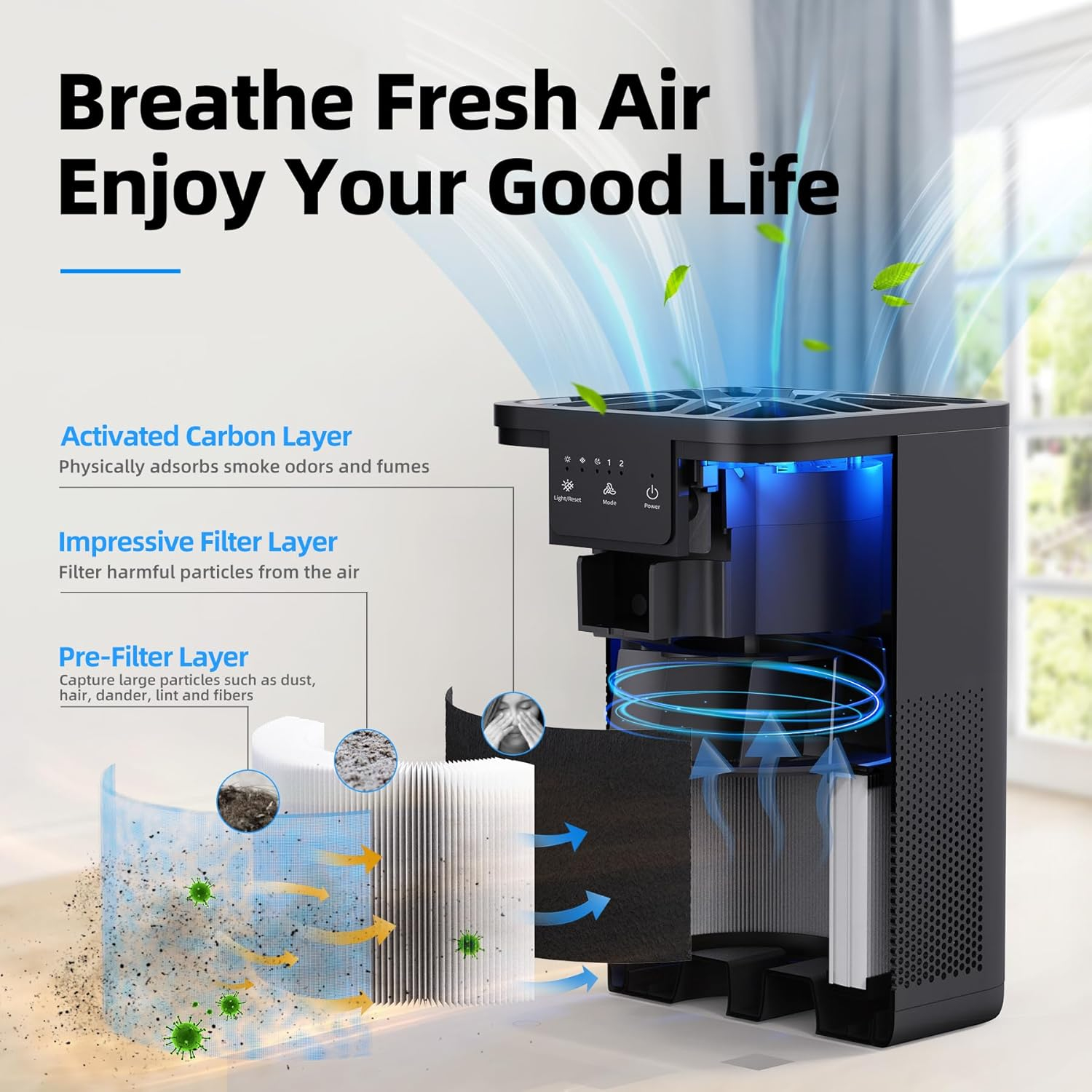 Black HEPA Filter Air Purifier with Aromatherapy Function