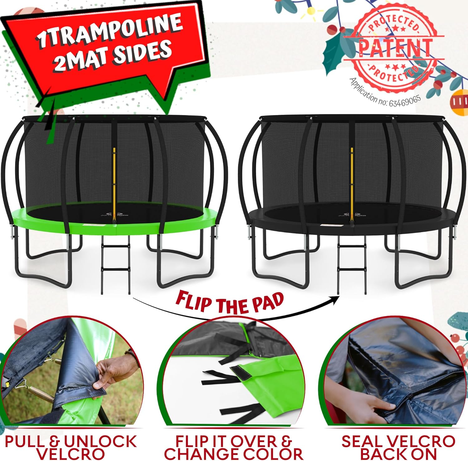 JUMPZYLLA Trampoline 8FT 10FT 12FT 14FT 15FT 16FT Trampoline with Enclosure - Recreational Trampolines with Ladder and AntiRust Coating, ASTM Approval Outdoor Trampoline for Kids