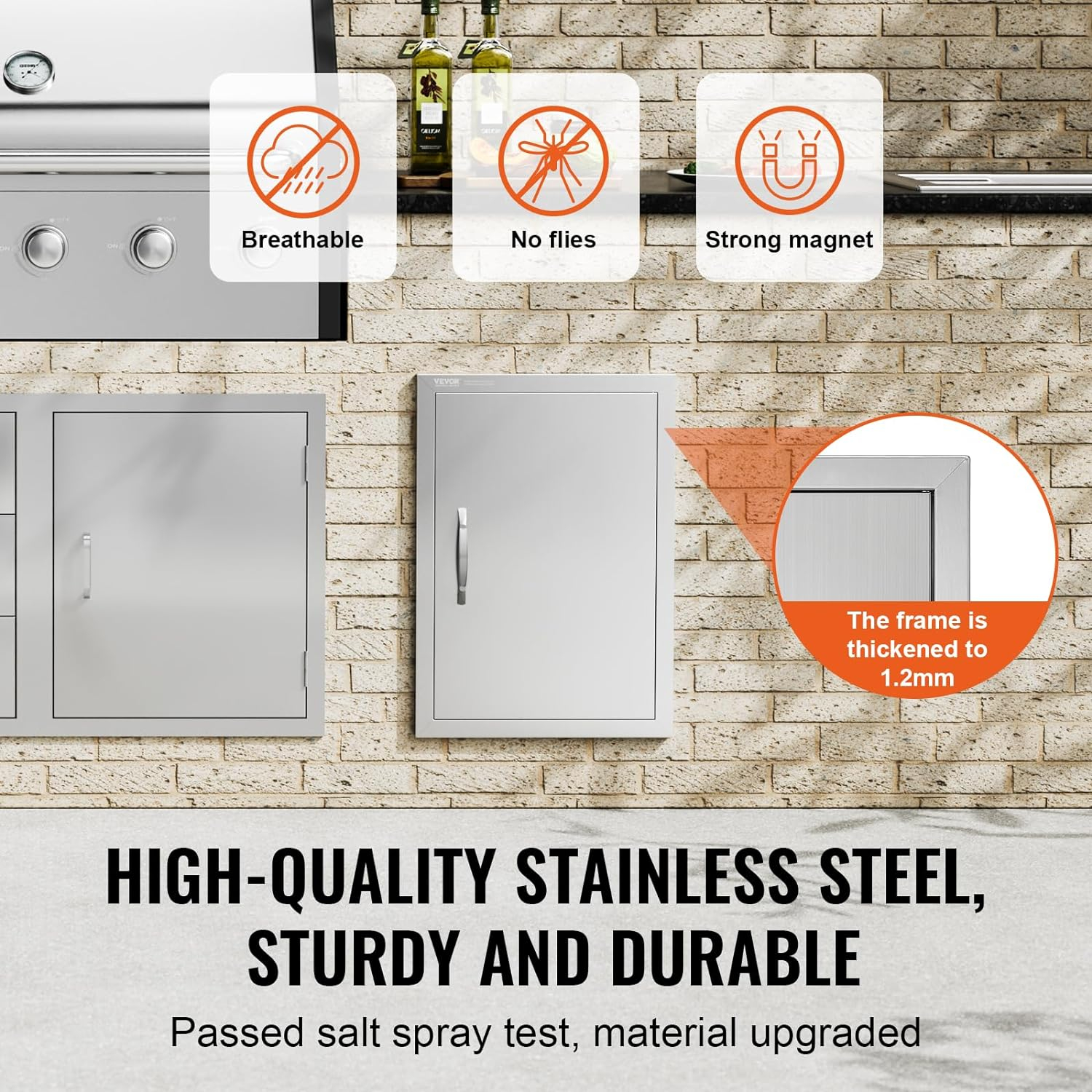 VEVOR BBQ Access Door 17-in W x 24-in H x 2-in D Built-In Grill Cabinet Single door