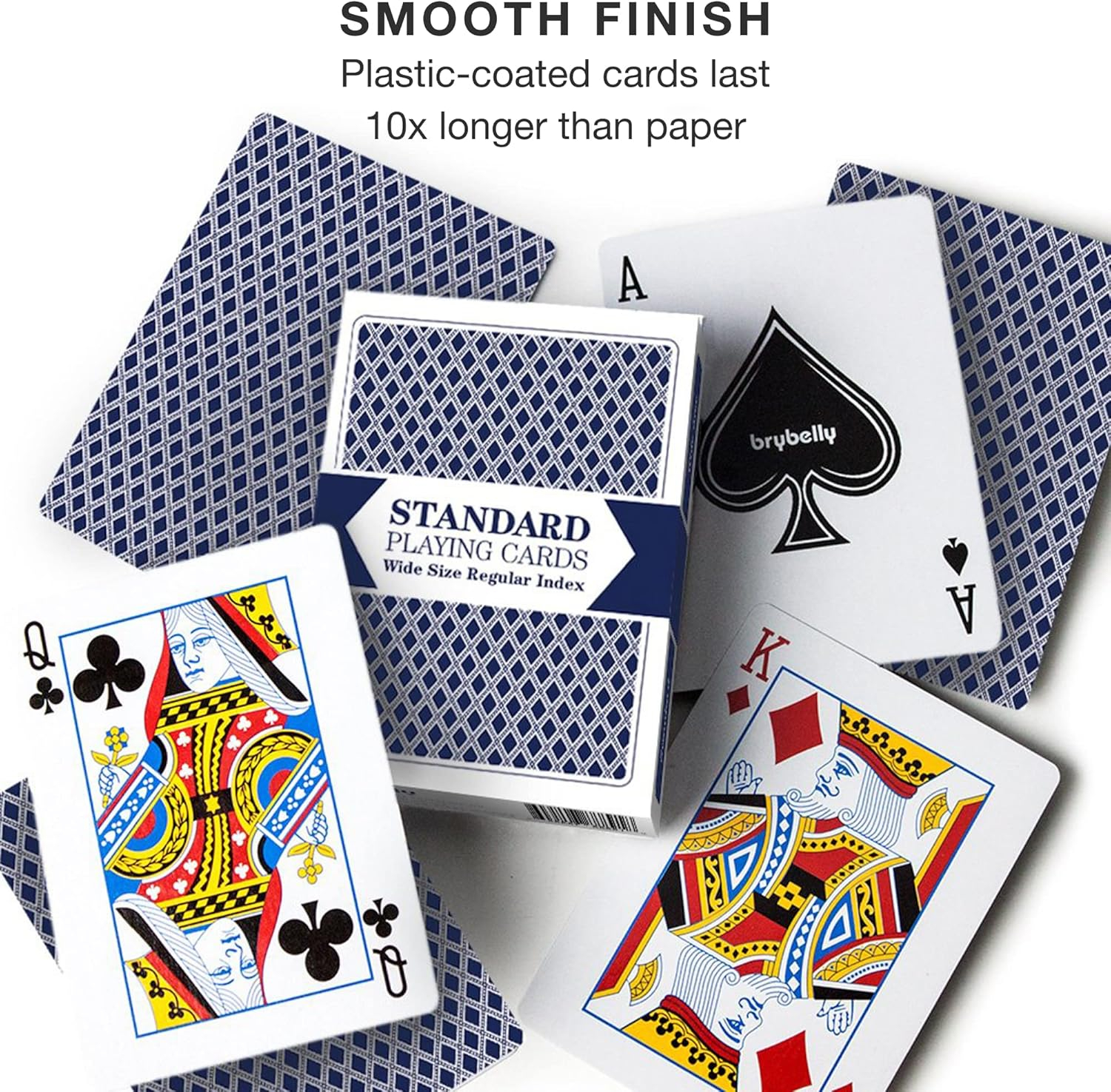 Brybelly 12 Decks of Playing Cards|Poker Wide Size (6 Red/6 Blue)|Plastic Coated Cards for Poker, Blackjack| Regular Index