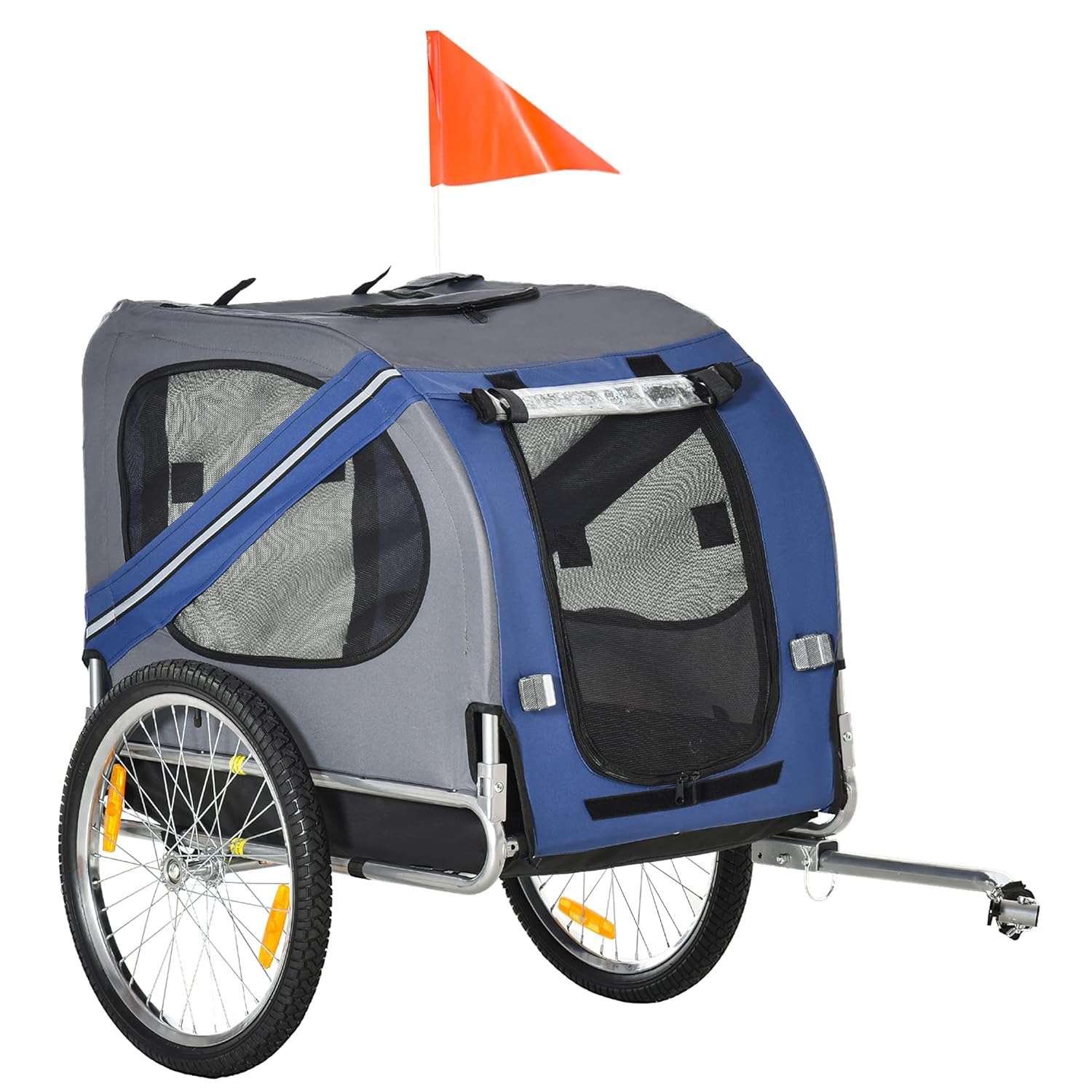 Aosom Dog Bike Trailer Pet Cart Bicycle Wagon Cargo Carrier Attachment for Travel with 3 Entrances Large Wheels for Off-Road & Mesh Screen