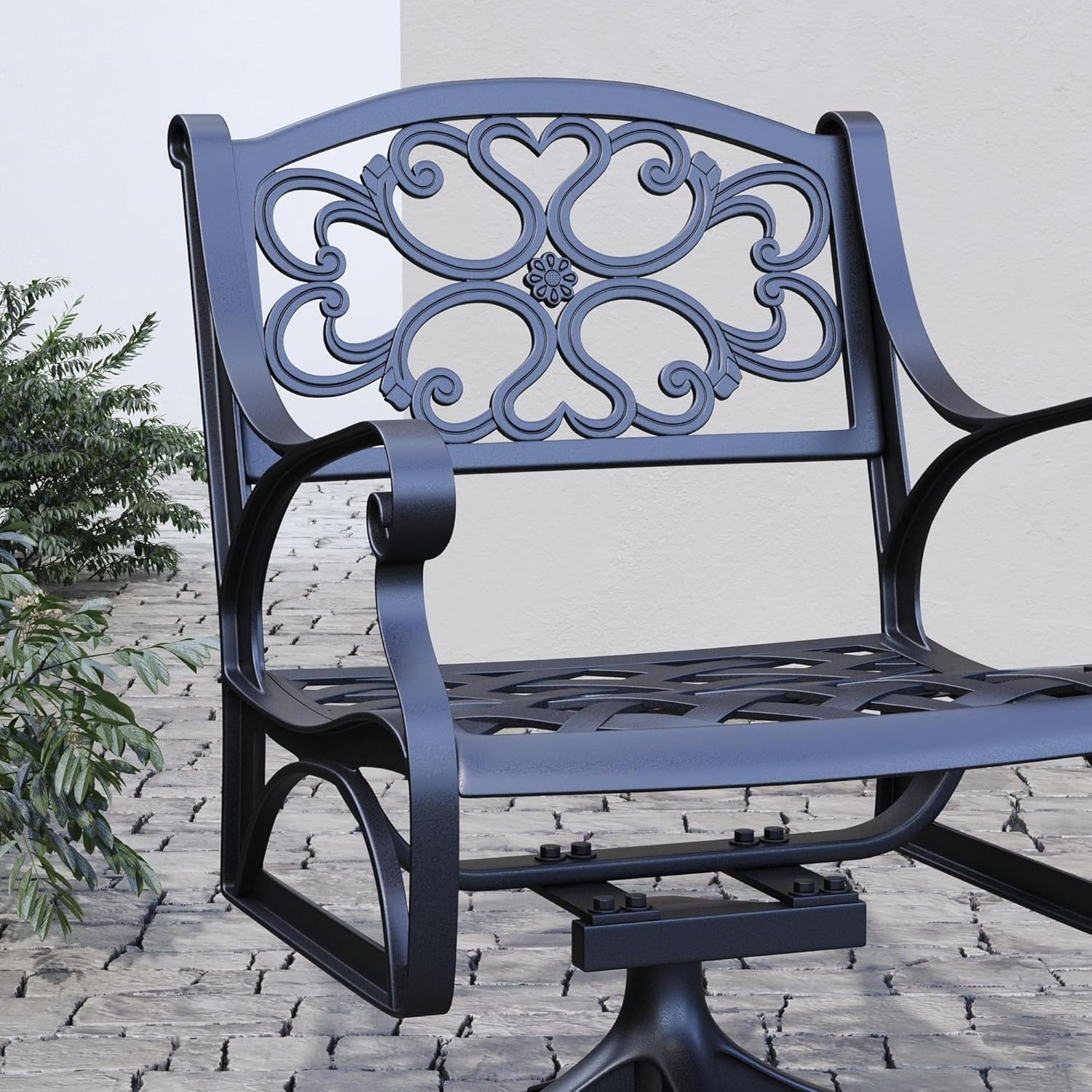 Homestyles Sanibel Aluminum Outdoor Swivel Rocking Chair in Black