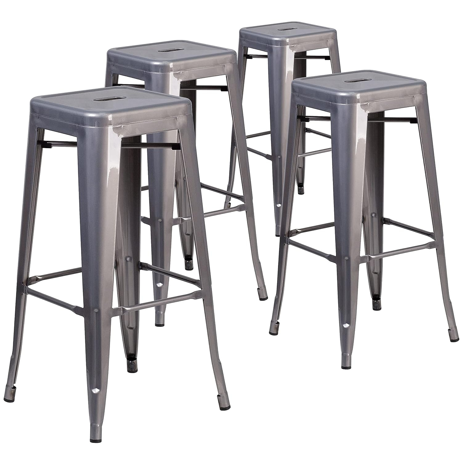 Lincoln 30'' Clear Coated Metal Stackable Barstool - Set of 4