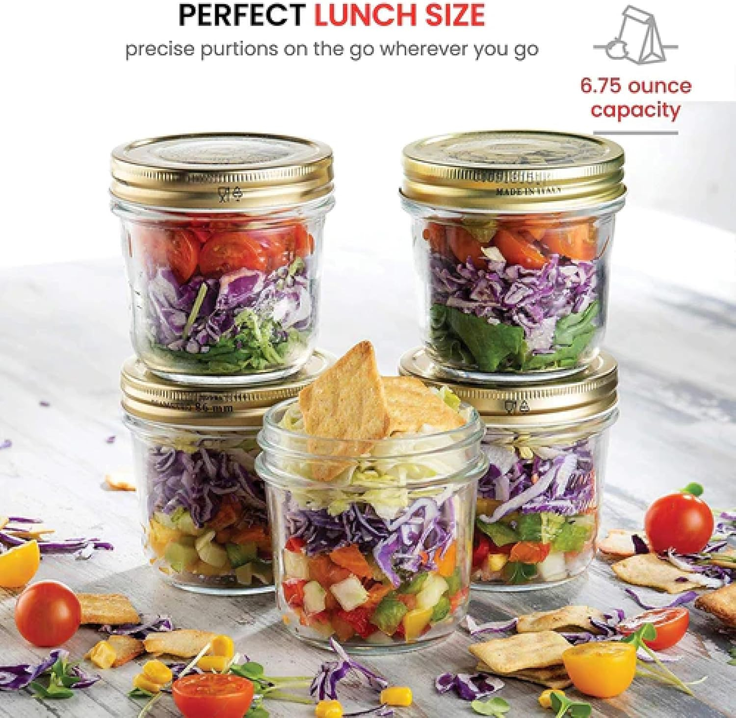 Bormioli Rocco Quattro Stagioni Jar Wide Mouth .20L // 6.75 oz - 4pc set
