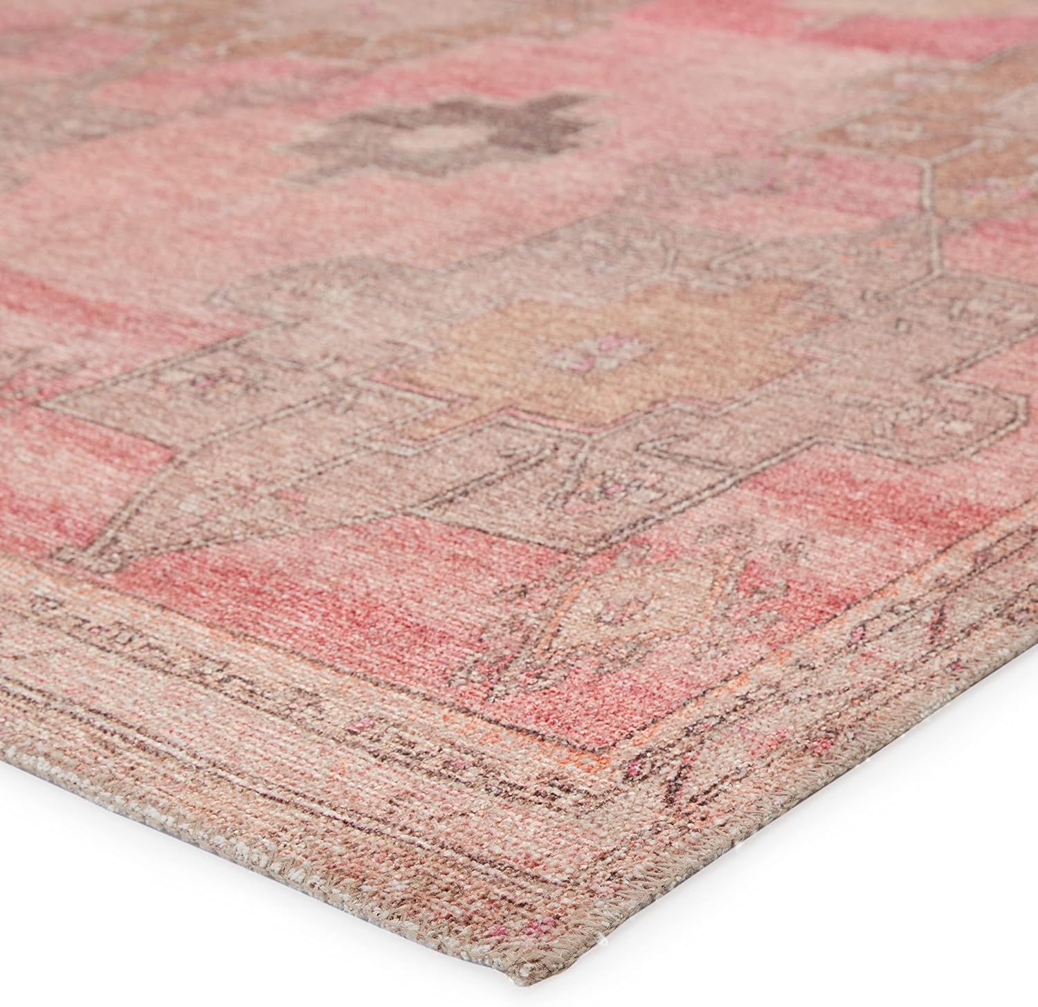 Jaipur Living Machine Washable 6x9 Area Rug, Farmhouse, Pink/Tan