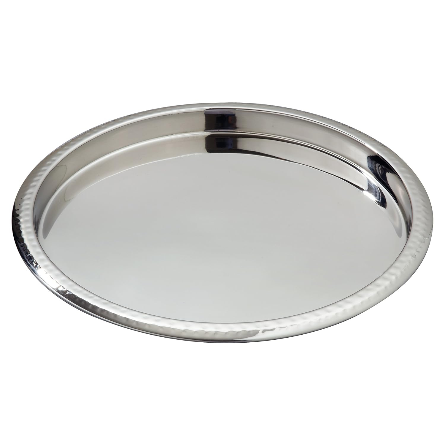 Jiallo  Hammered Border Stainless Steel Serving Tray
