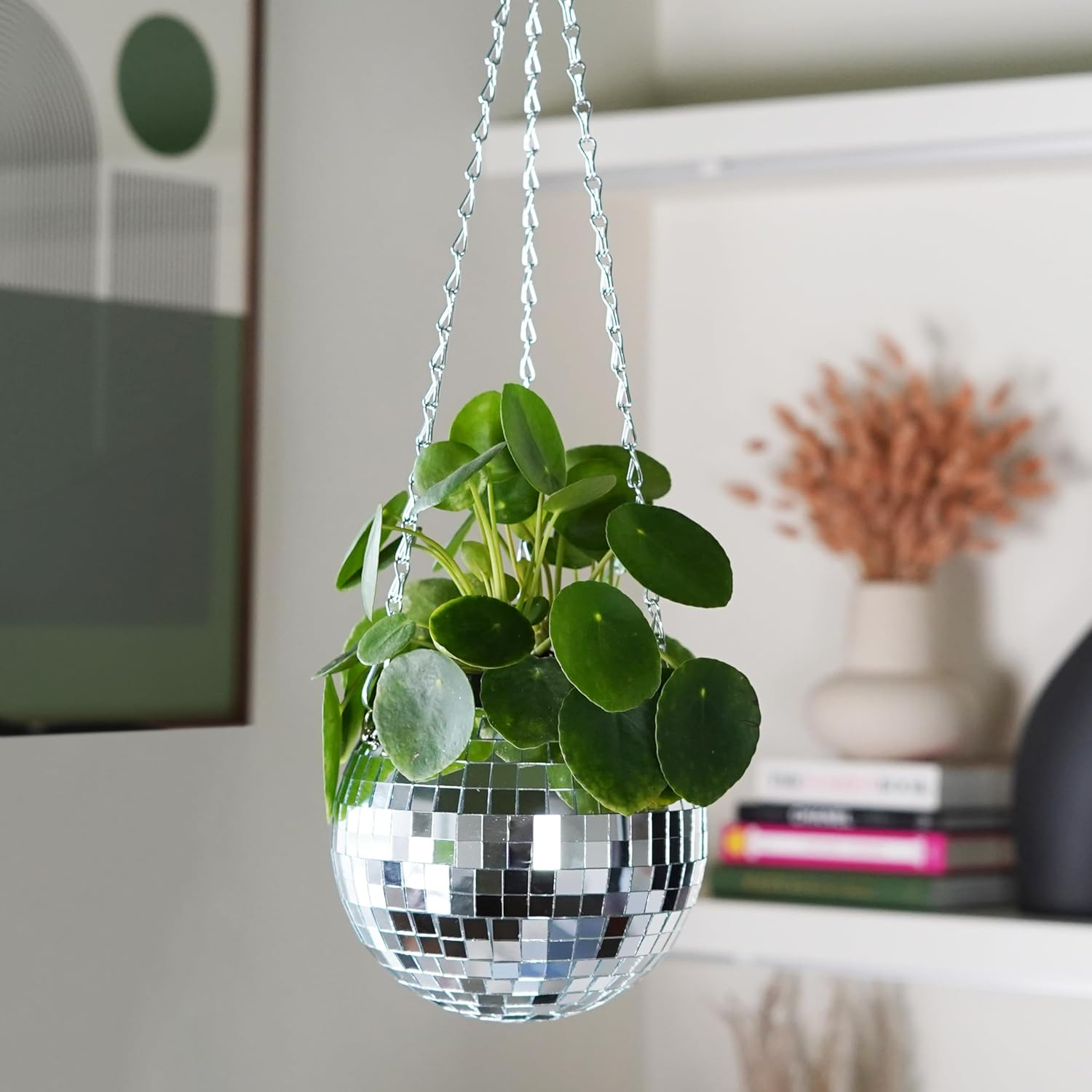 Silver Disco Ball Hanging Planter for Indoor Plants