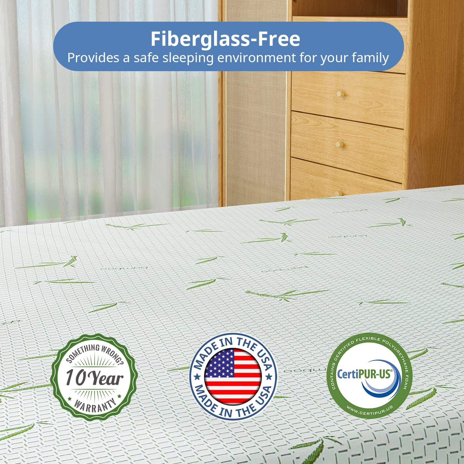 Twin Bamboo Memory Foam Mattress with Washable Cover