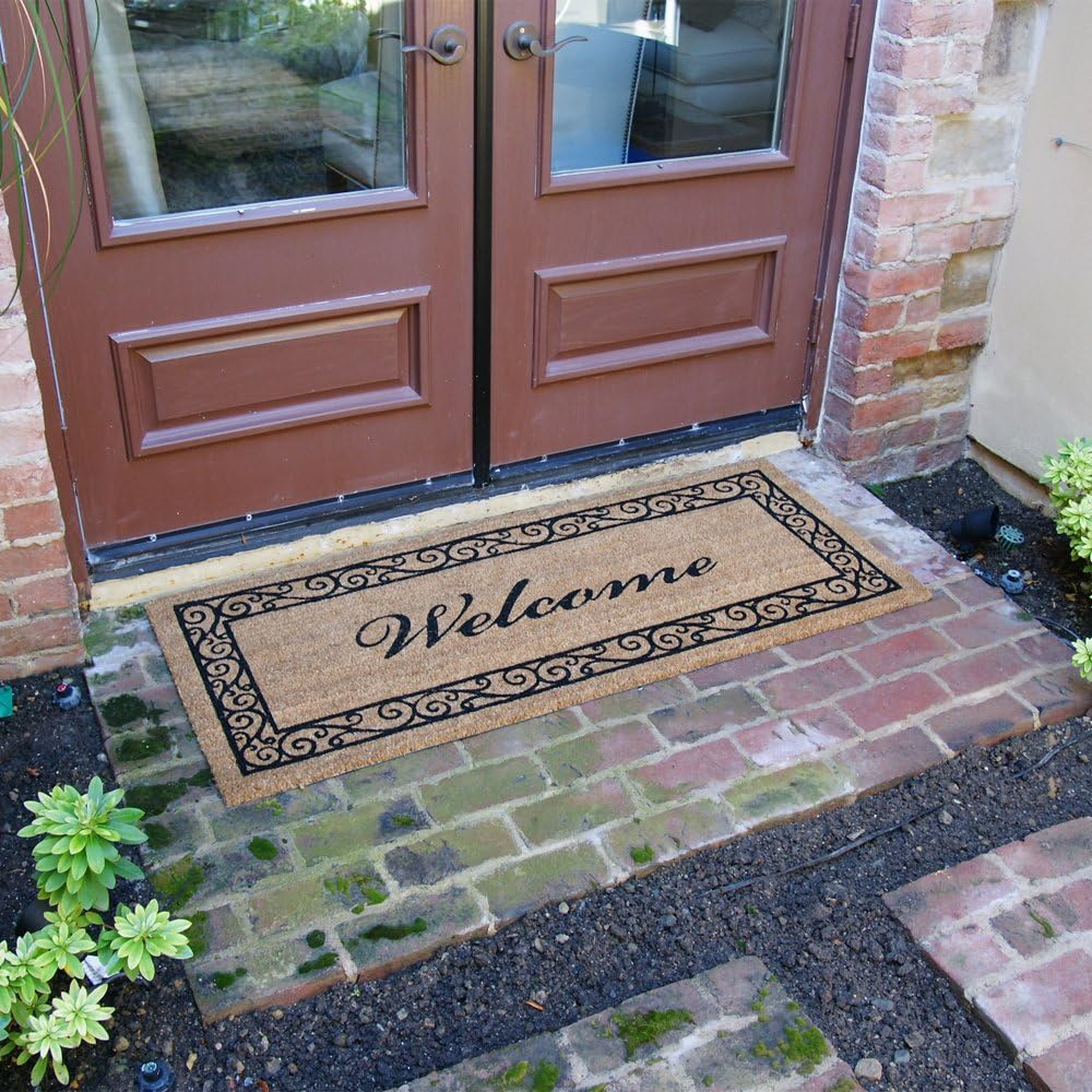 Coir Double Wide Black and Brown Outdoor Door Mats Set