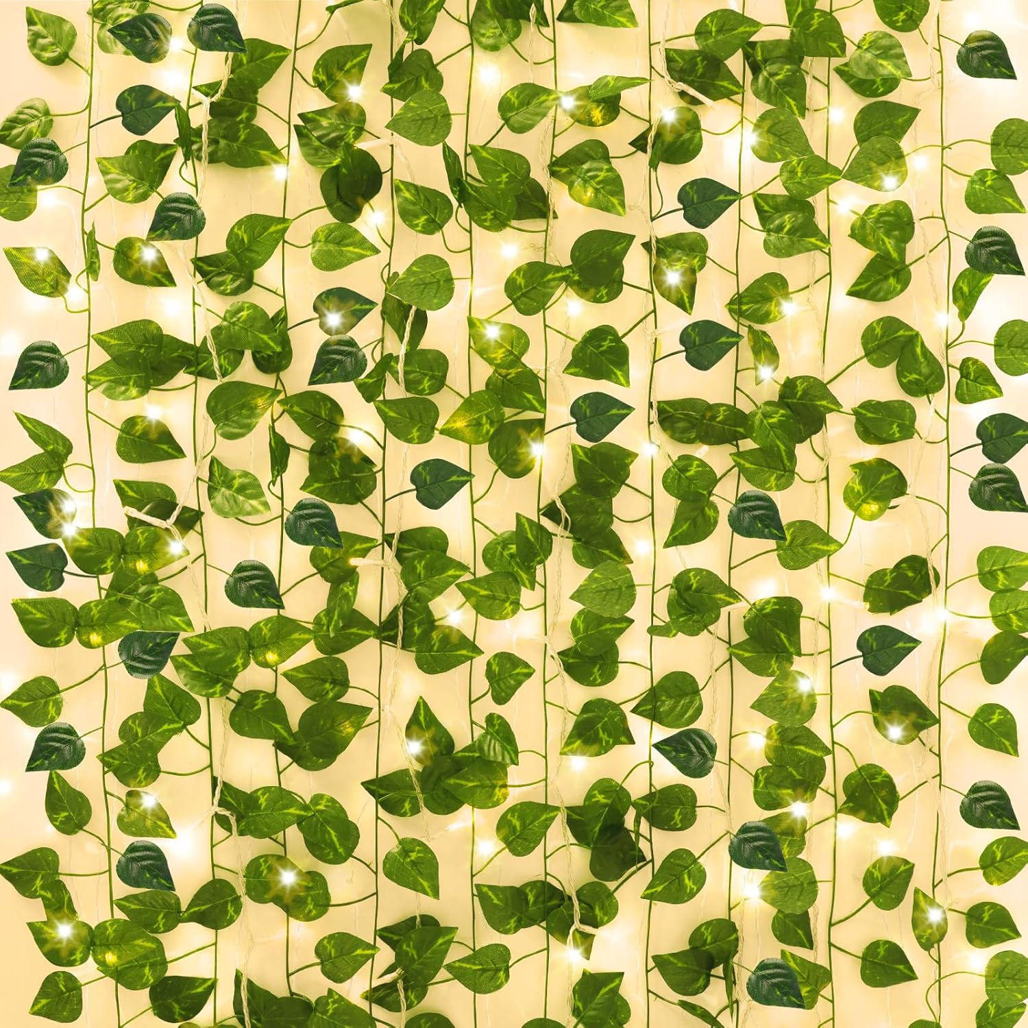 CEWOR 14 Pack 98 Feet Fake Ivy Leaves Artificial Garland Greenery Hanging Plant Vine for Bedroom Wall Decor Wedding Party Room Aesthetic Stuff
