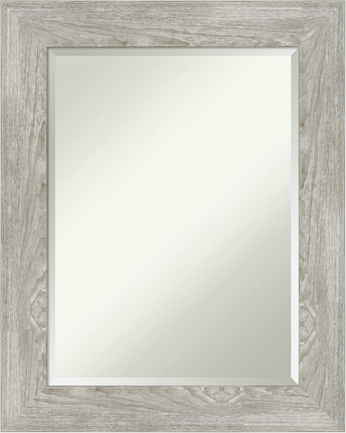 Amanti Art Beveled Bathroom Wall Mirror - Dove Greywash Frame Outer Size: 24 x 30 in