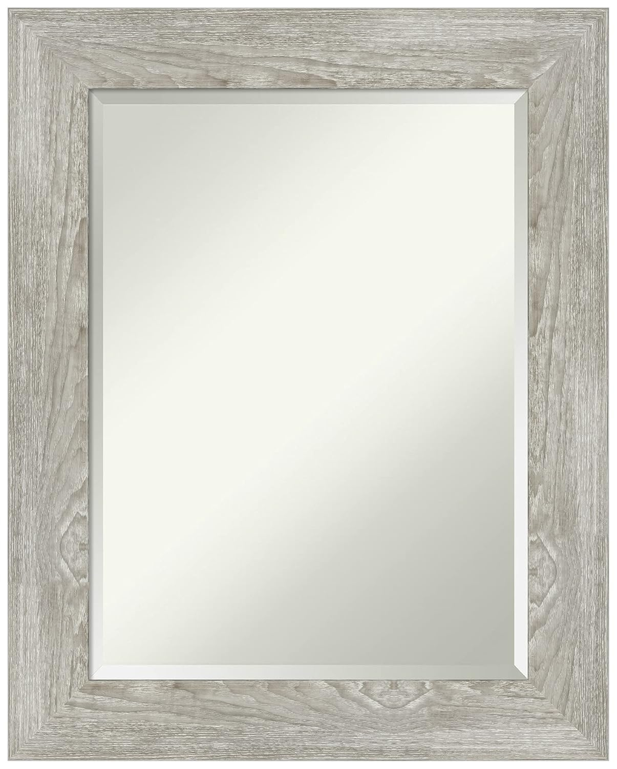 Amanti Art Beveled Bathroom Wall Mirror - Dove Greywash Frame Outer Size: 24 x 30 in