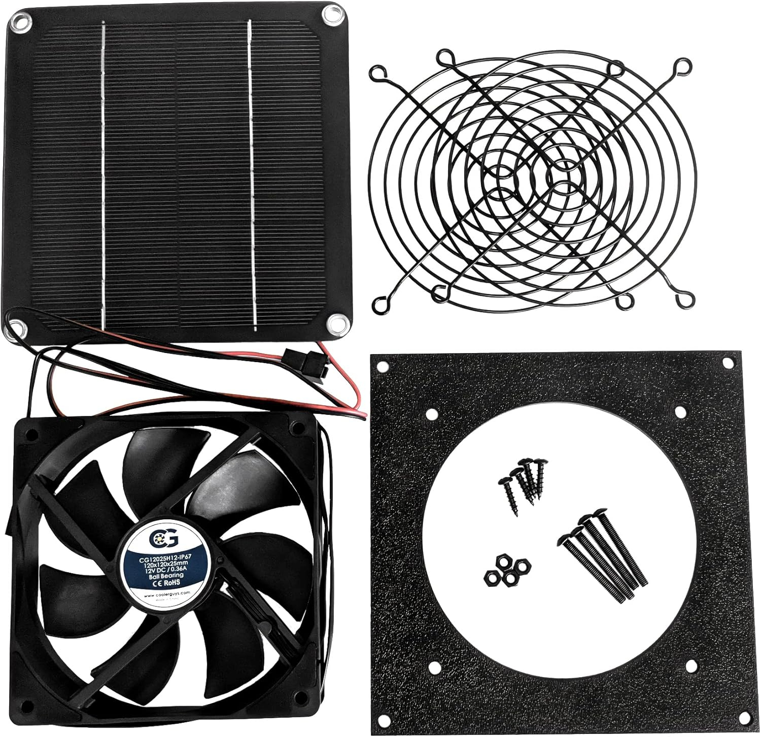 coolerguys Small Solar Powered Waterproof Fan Kit for Small Chicken Coops, Greenhouses, Doghouses, Sheds, And Other Enclosures
