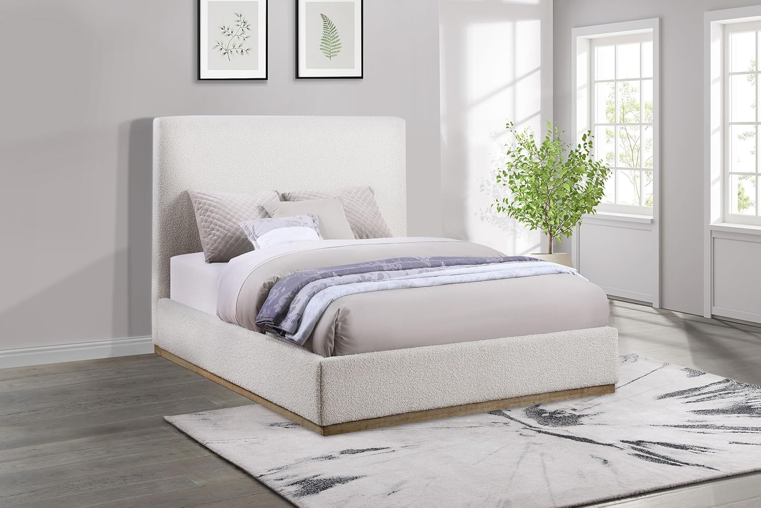 Coaster Knox Transitional Fabric Upholstered Eastern King Platform Bed Cream